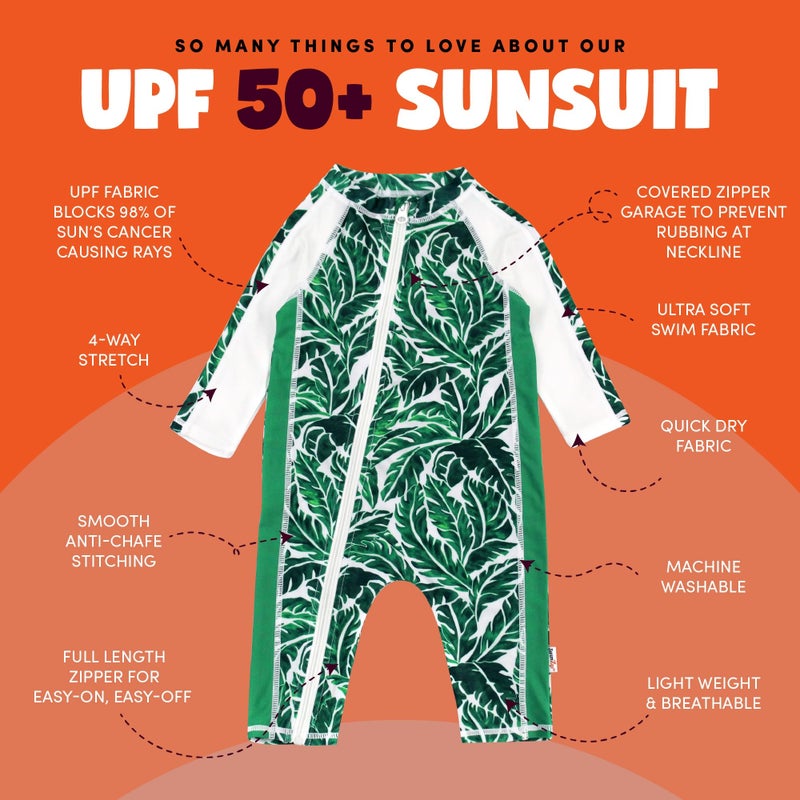 SwimZip Boys' Long-Sleeve UPF 50+ Swimsuit for Baby, Toddler, & Little Boys Green - Image 2